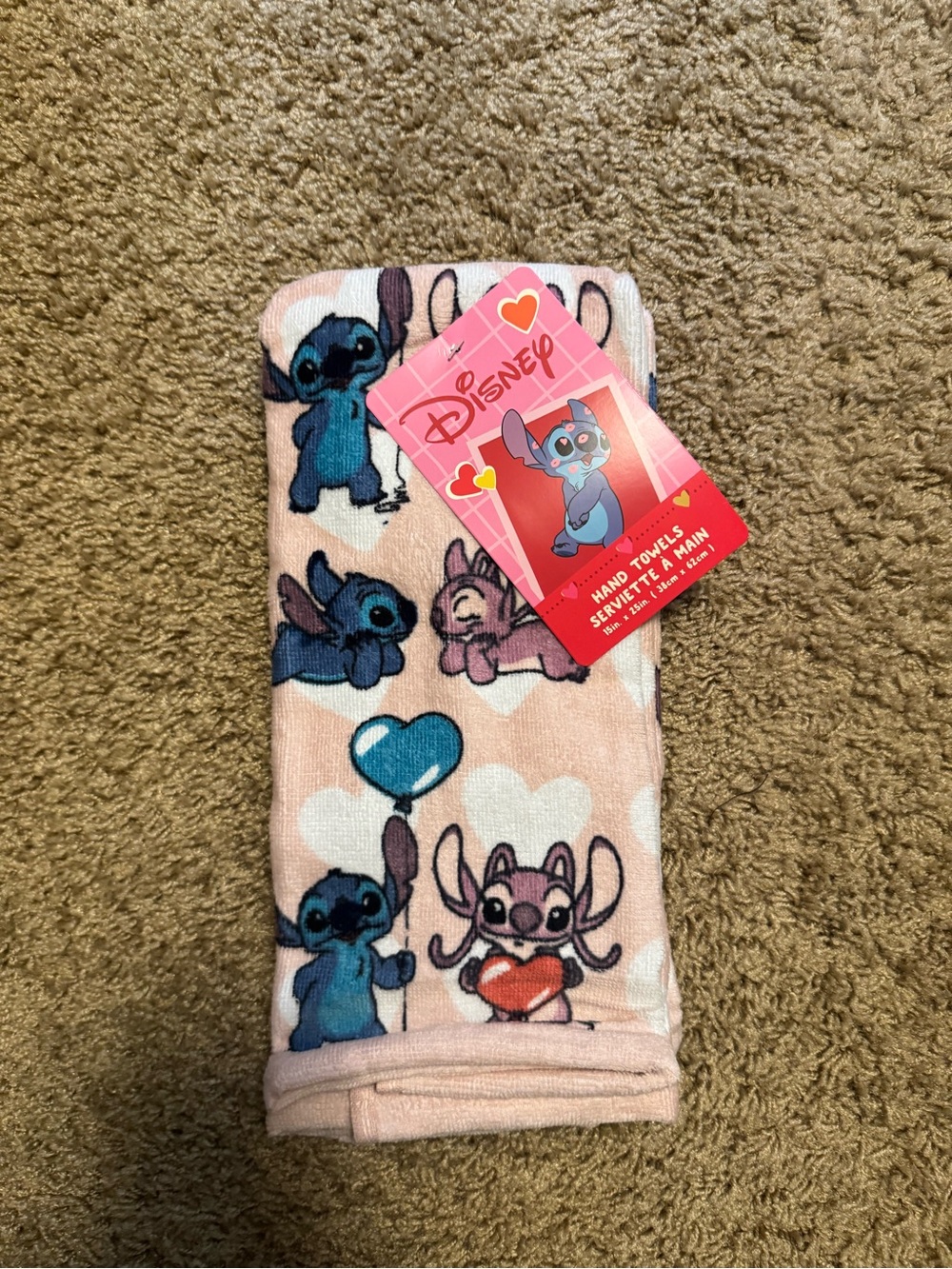 Disney Pink & Blue Stitch Plush Hand Towel